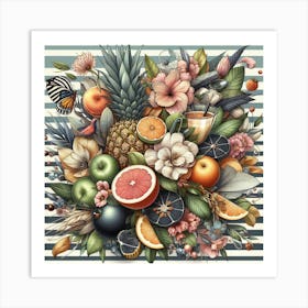 Tropical Fruits And Flowers Art Print