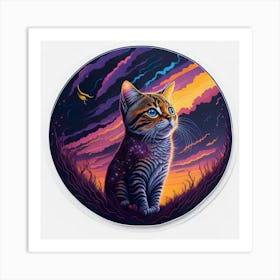 Cat Colored Sky (86) Art Print