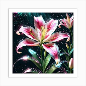 Pink Lily Wallpaper Art Print