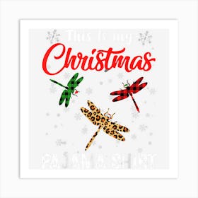 This Is My Christmas Pajama Leopard Plaid Dragonfly Art Print