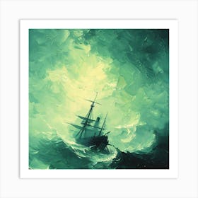 Ship In The Storm Art Print