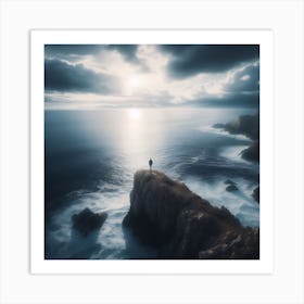 Man Standing On A Rock Art Print