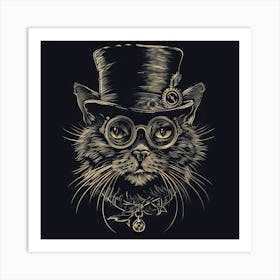 Steampunk Cat 40 Art Print