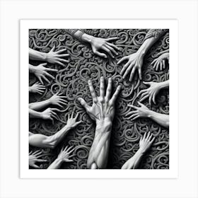 Hands Reaching For Each Other Art Print