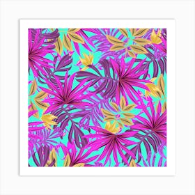 Tropical Greens Leaves Design 4 Art Print