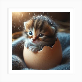 Kitten In An Egg Art Print