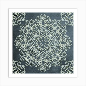 Mandala Navy Boho Lace Art Print