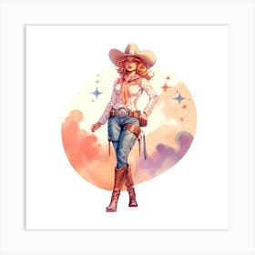 Full Body Cowgirl 5 Art Print