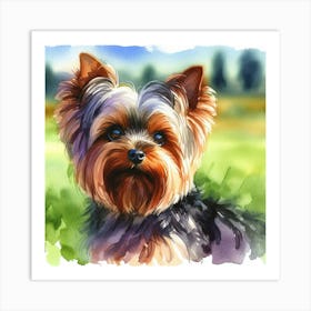 Yorkshire Terrier Watercolor Painting Art Print