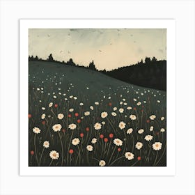 Wild Flowers Field Fairycore Painting 2 Art Print