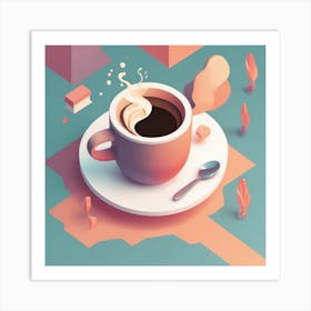 3d Coffee Cup Art Print