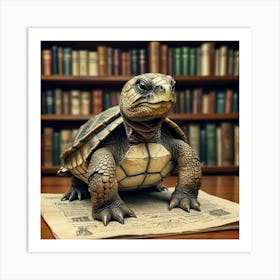 Turtle On The Book Art Print