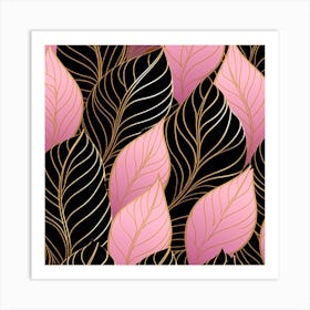 Gold And Pink Leaves Art Print