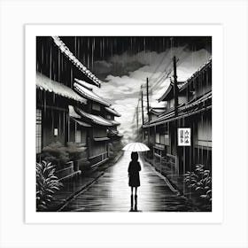 Rainy Day In Japan Art Print