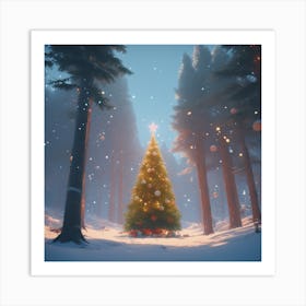 Christmas Tree In The Forest 122 Art Print