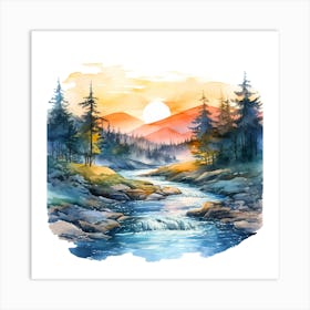 Watercolor Landscape Painting 16 Art Print