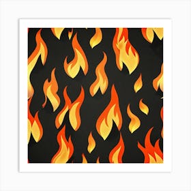 Flames On Black Background 39 Art Print