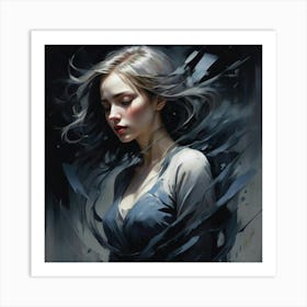 Girl With Long Hair Art Print