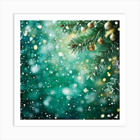 Abstract Concept Of Christmas Using Evergreen Branches As Main Subject Covered In Fine Glittering S 4 1 Art Print