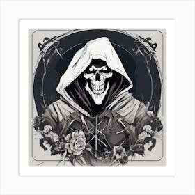 "Embrace the Dark Aesthetic: Mysterious Hooded Skull Art" Art Print