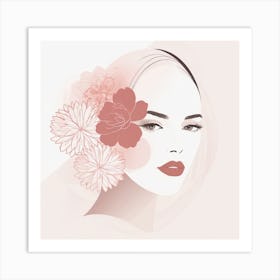 Portrait Of A Woman With Flowers 6 Art Print