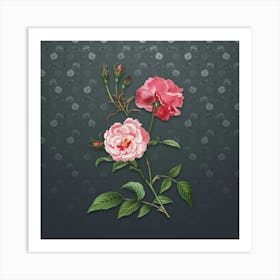 Vintage Ever Blowing Rose Botanical on Slate Gray Pattern n.1160 Art Print