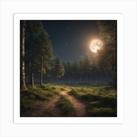 Moon At A Fores 0 Art Print