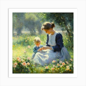 Mother And Child In The Garden 5 Art Print