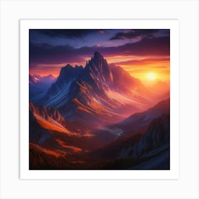 Sunset In The Mountains 2 Art Print