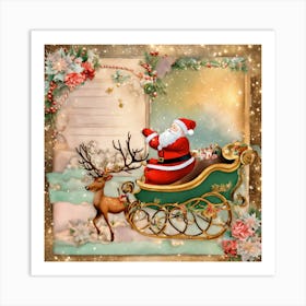 Santa Claus In Sleigh 1 Art Print