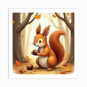 Squirrel In The Woods 2 Art Print