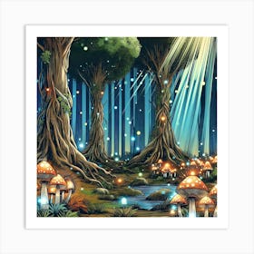 Mystical Mushroom Forest 4 Art Print