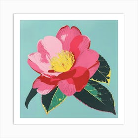 Camellia 1 Square Flower Illustration Art Print