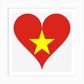 Heart Love Vietnam Flag Star Asia South Symbol Art Print