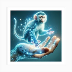 Holographic Monkey spirit Art Print