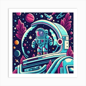 Pixel Art Spaceman Poster 1 Art Print