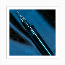 Needle On A Blue Cloth Art Print