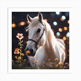 White Horse In The Field Art Print