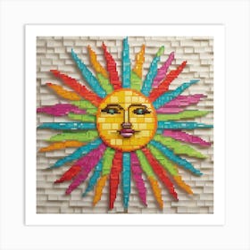 Mosaic Sun A Sun Created From A Mosaic Of Small Tiles In Different Colors And Texturesa Vibrant Art Print