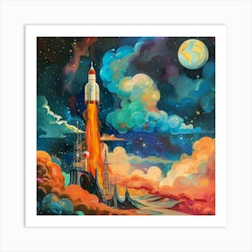 Space Rocket Launch 1 Art Print