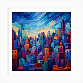 Colorful City Skyline Art Print