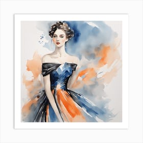 Watercolor Of A Woman In A Dress 2 Art Print