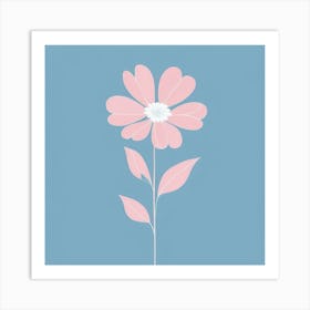 A White And Pink Flower In Minimalist Style Square Composition 439 Art Print