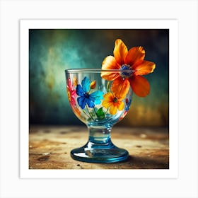 Colorful Flowers In A Glass Art Print