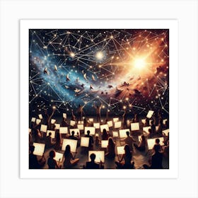 Group Of People In Space Art Print