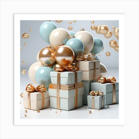 Artjuicebycsaba 3d Giftbozes Abstract White Background 008d606b De00 4f29 8fe9 7f21ec56f685 Art Print