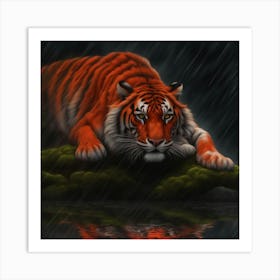 Tiger In The Rain Art Print