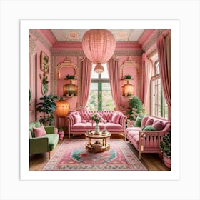 Pink Living Room Art Print