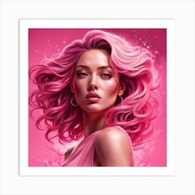 Pink Haired Girl Art Print