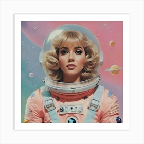 Retro Pastel Female Astronaut 6 Art Print